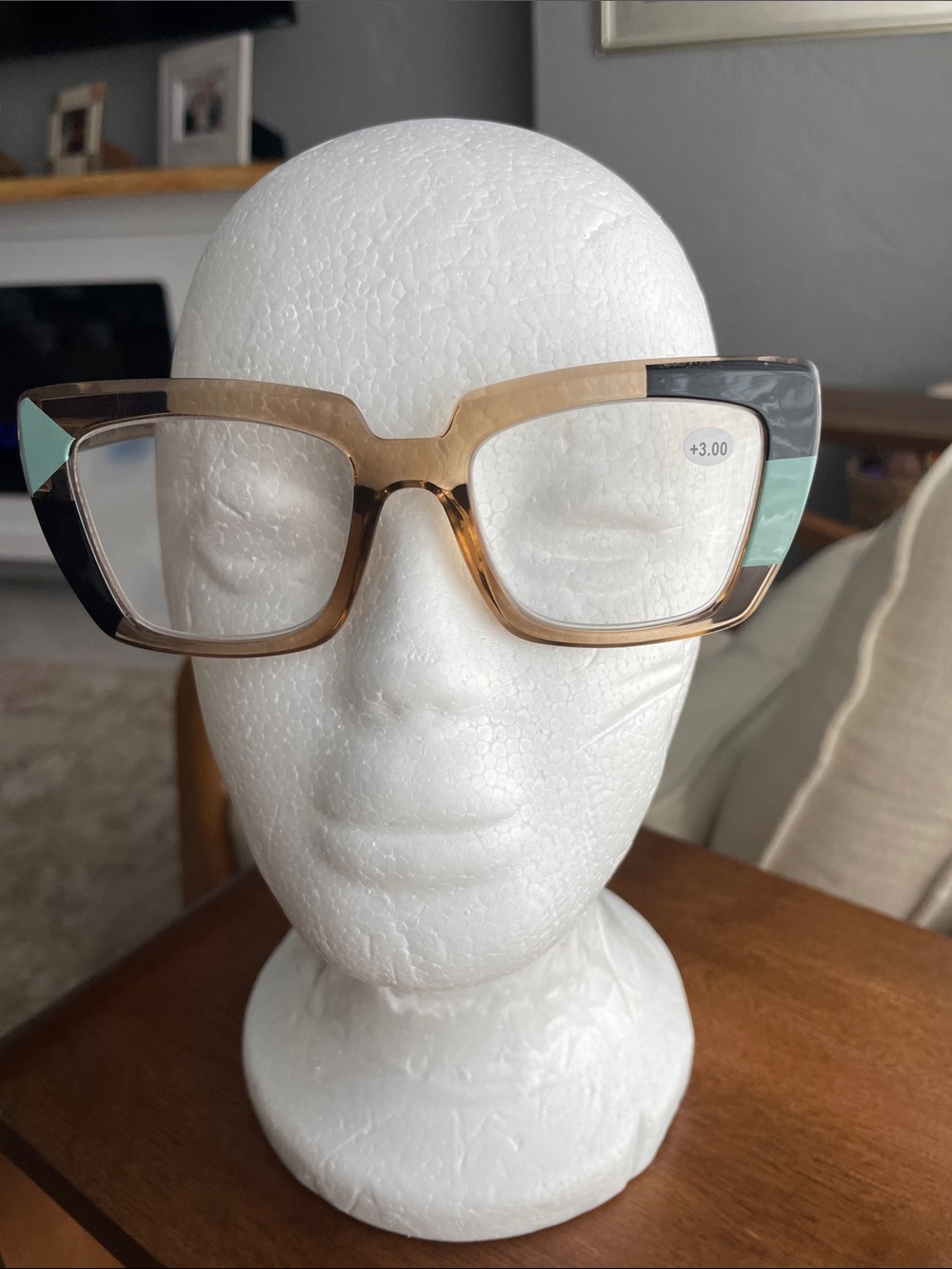 Source Unknown Oversized Reading Glasses in Brown, Mint and Black